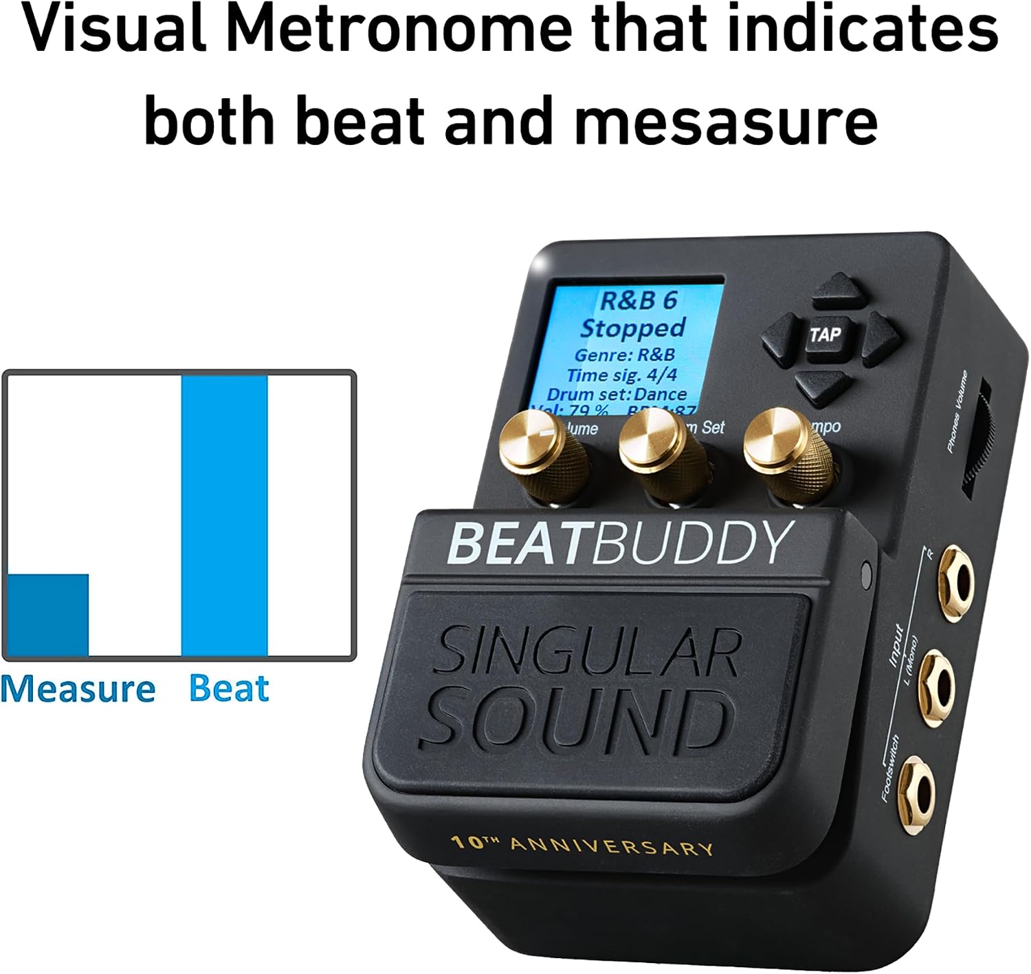 Singular Sound BeatBuddy 10th Anniversary Edition the Only Drum Machine That sounds Human and is Easy To Use Black